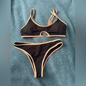 Black and Tan Bikini Set